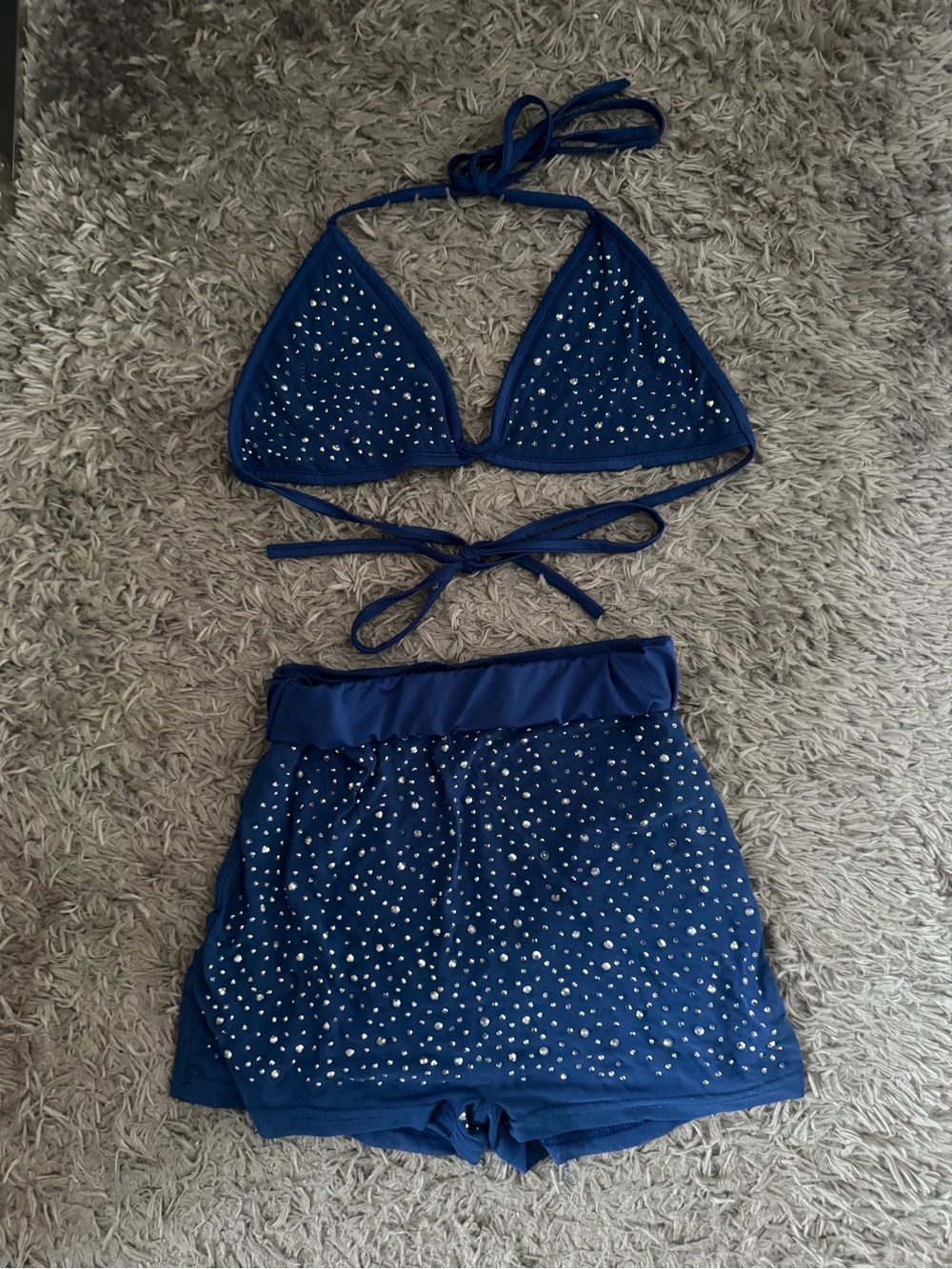 2-piece sparkle bikini and shorts set